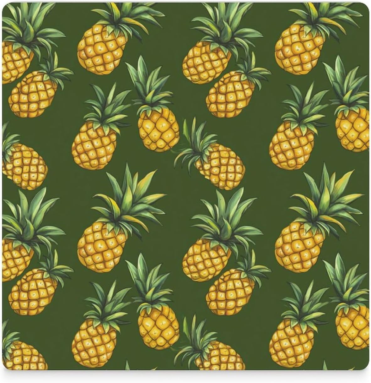 Pineapple Ceramic Coasters Set Square Drink Coasters Table Coaster for Kitchen Desktop Decor