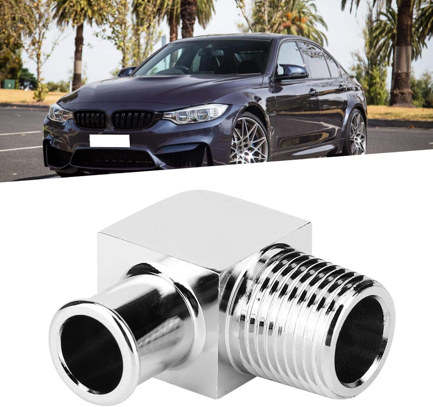 Heater Hose Connector, Heater Hose Fitting, Aluminum Alloy Heater Hose Fitting 90 Degree Connector 1/2in NPT to 5/8in Hose Barb