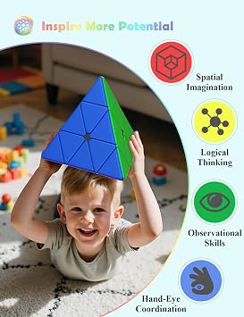 ROXENDA Large Pyramid Cube 3x3x3 (27.5cm) - Stickerless Speed Pyraminx, Smooth Turning, Adjustable Tension, Ergonomic Design, Cube Collection, Ages, Competitions, and Gifts