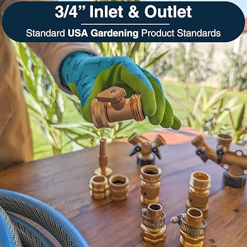 Miniatura 5 de Válvula de cierre de latón resistente, accesorio de conector de jardín con arandelas de goma para mangueras de césped y jardinería al aire libre,