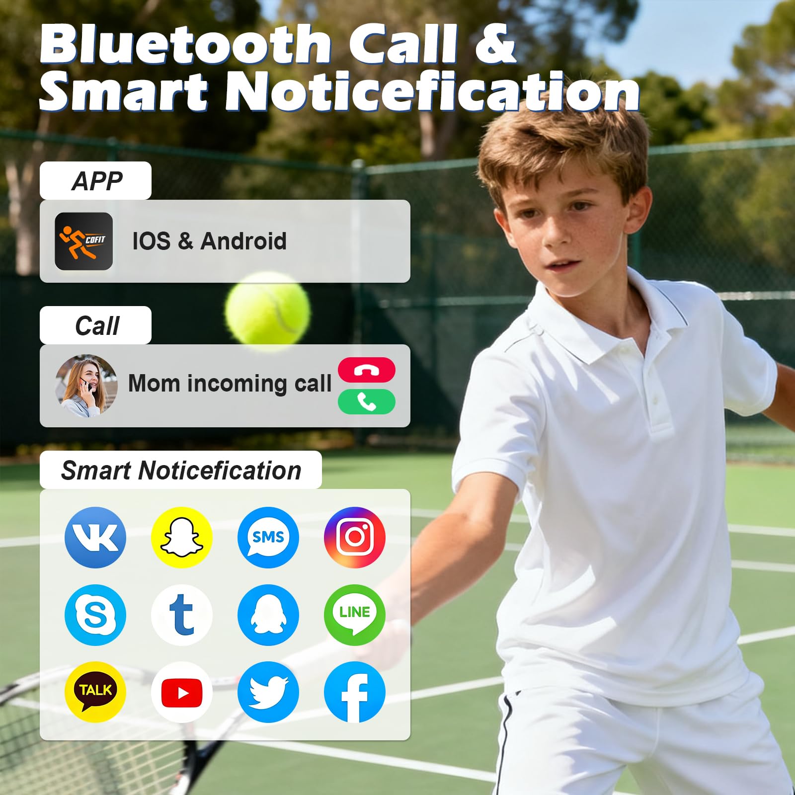 Smartwatch Bambini Fitness Tracker, 1.83" HD Orologio per Bambino Bambina con Frequenza Cardiaca Monitor del Sonno Resistente all'Acqua IP68, Smart Watch per Ragazza Ragazzo Ado 5-16 Anni Regalo, Blu