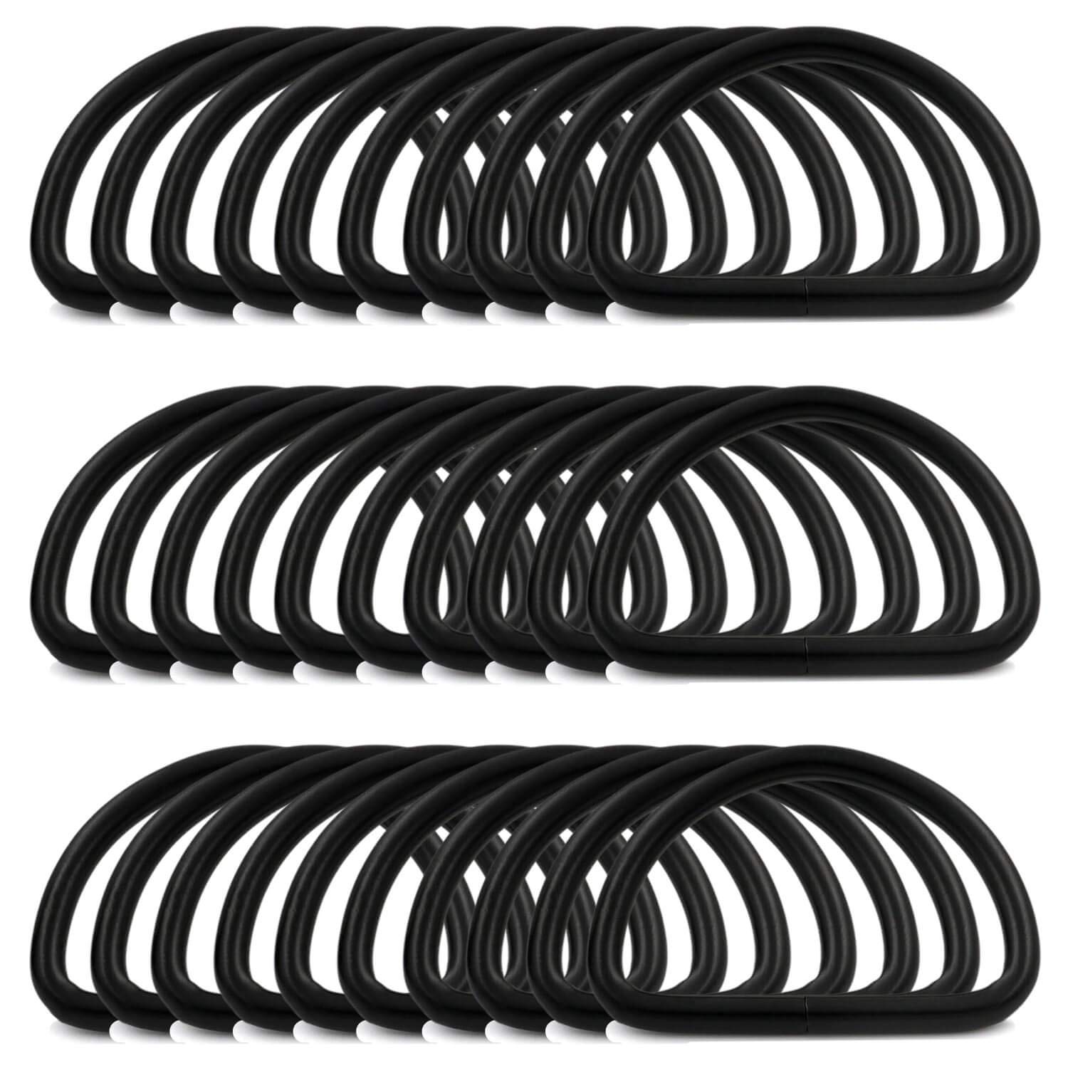 BIKICOCO Metal D-Rings Buckle, 1-1/2 Inch Non-Welded for Webbing Sewing DIY - Black - Pack of 30