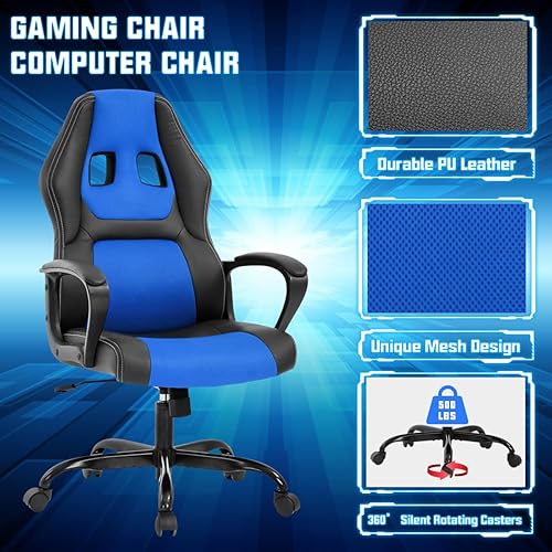 Miniatura 4 de Silla para videojuegos, silla de computadora de computadora, silla de oficina para adultos, adolescentes y niños, silla ergonómica de piel sintética
