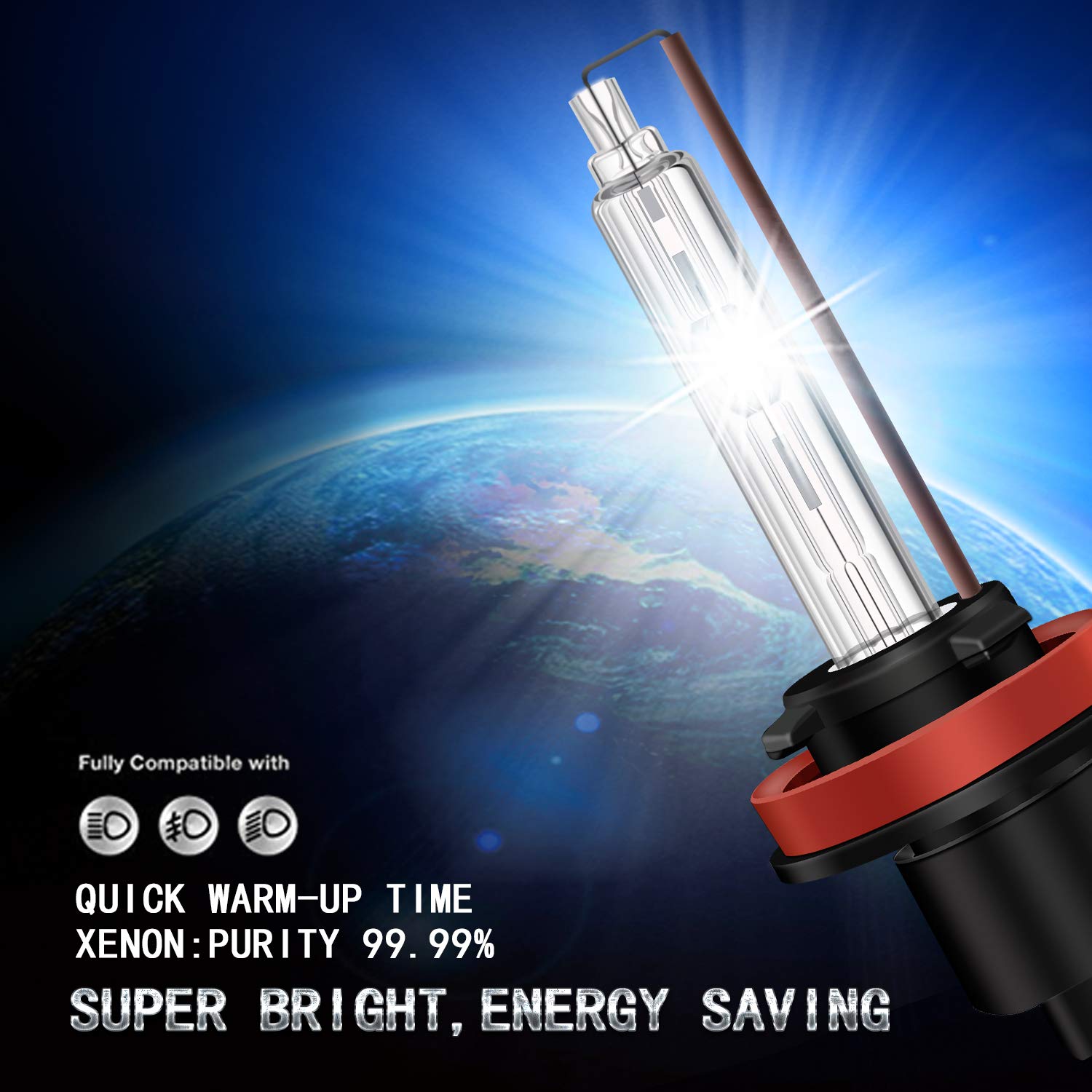 WinPower H11 / H8 / H9 Xenon-Birnen 55W HID-Lichtlampe Autoscheinwerfer Ersatzlampe 6000K Reinweiß, 2 Stück