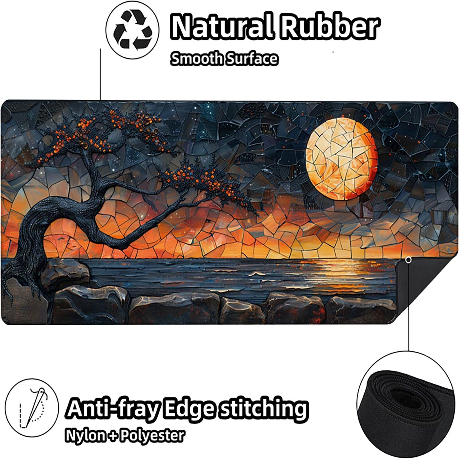 áRbol Alfombrilla Ratón Gaming XXL 1500x800 mm, Alfombrilla Gaming Negro Mousepad con Base de Goma Antideslizante, Impermeable Desk Mat para Teclado y Raton, Accesorios Gaming, Regalos de Hombre P-I