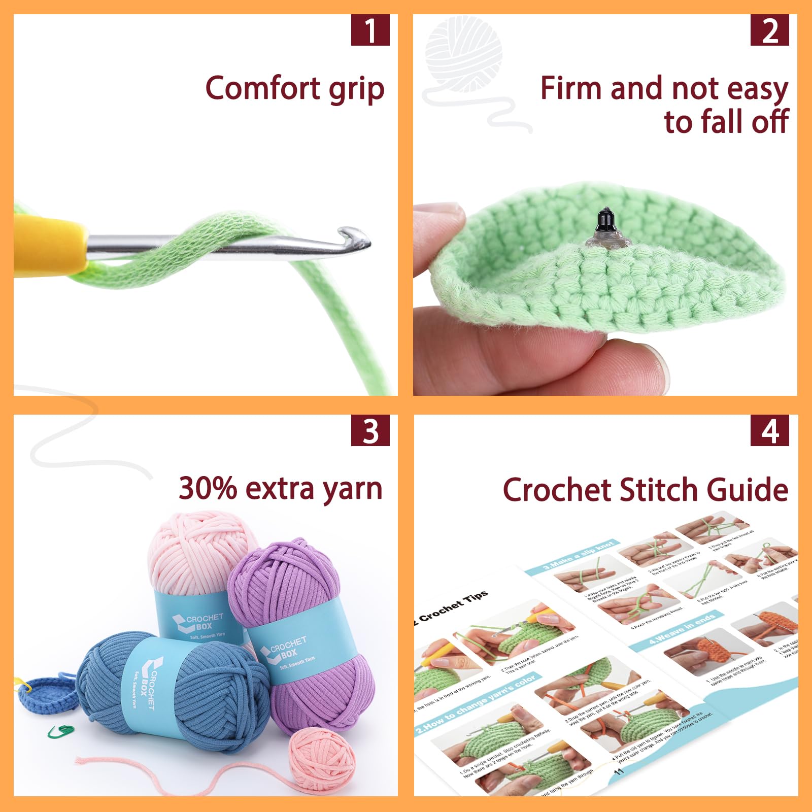 MORFEN Crochet Kit For Beginners, Potted Plants Beginner Crochet Kit For Adults, Crochet Starter Knitting Step By Step Video Tutorials Hook Yarn Diy C5 - View #4