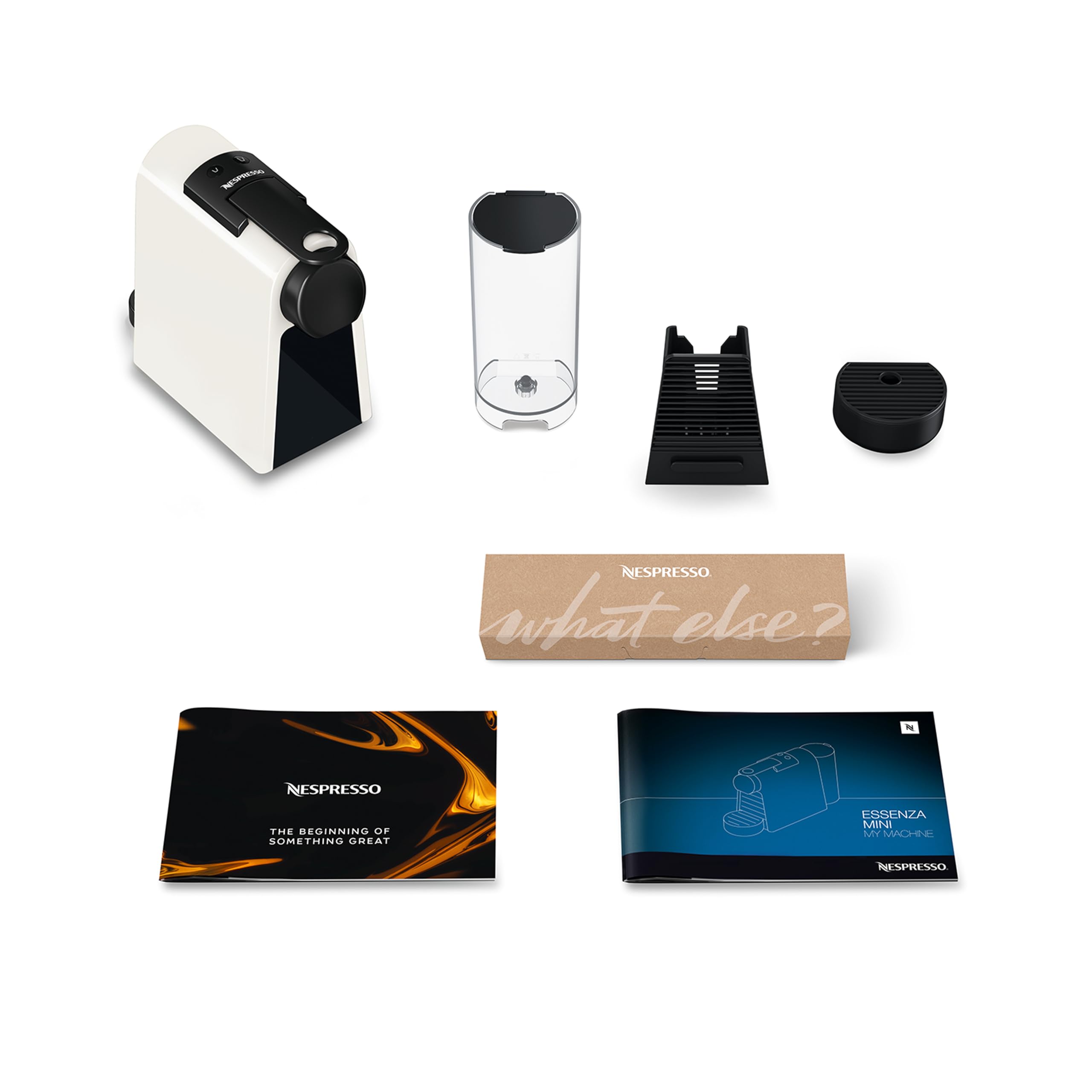 Nespresso Magimix Essenza - Mini Machine à Café Blanche - Avec 50 Capsules | Bundle avec Cafetière à Dosette Compacte et 50 Capsules Aluminium -Espressos - Extraction Haute Pression et Chauffe Rapide