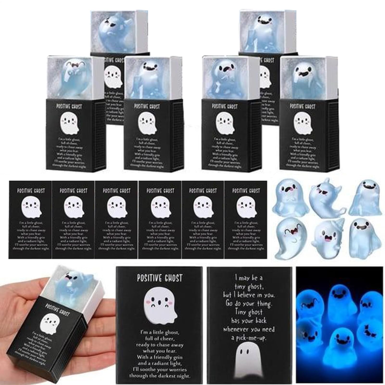 Figurines de fantôme phosphorescent avec boîte, le cadeau de fête adorable pour enfants