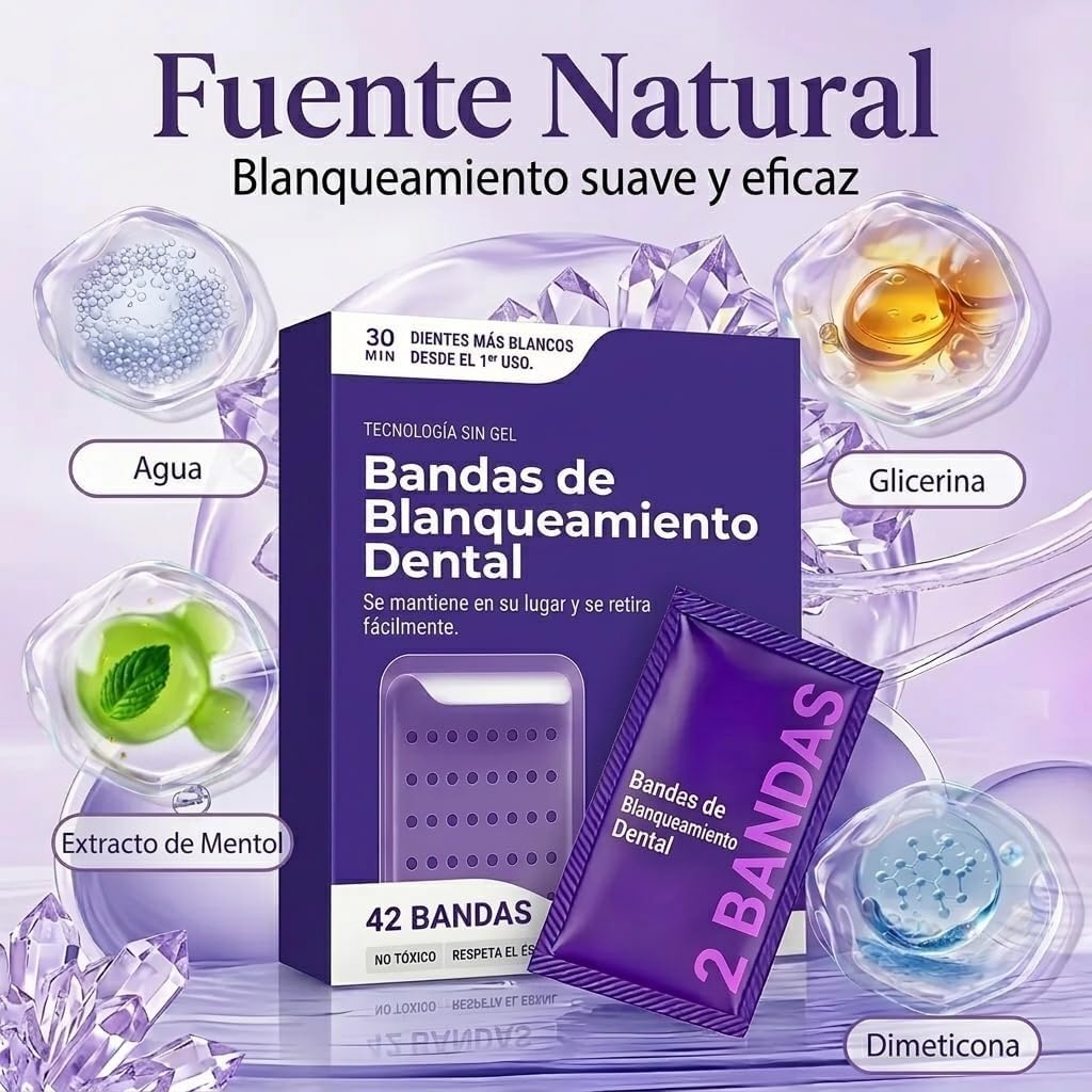 Teeth Whitening Strips Purple, Tiras Blanqueadoras Dientes Autoadhesivas Anti-Amarilleo para Eliminar Manchas de Cafe Te y Tabaco Regalo: cepillo de dientes ((3 Pieces - 12 Pcs))
