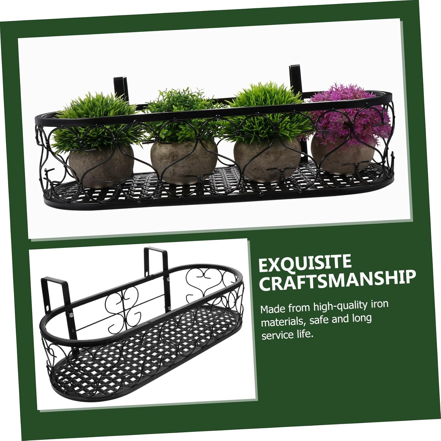Kisangel Plant Stand Outdoor Decorative Ironwork Hanging Flowerpot Rack Wall Hanging Planter for Home Decor