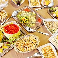 Vista 3 de Cucharas de servir, tenedores de cuchara ranurados, 9 piezas de acero inoxidable 18/10, juego de utensilios para servir anfitriona para fiesta