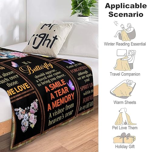 Miniatura 10 de Manta conmemorativa personalizada y mantas con imágenes, As I Sit In Heaven, manta de condolencias en memoria amorosa, regalos para mamá, manta de