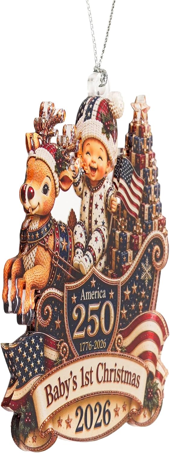 Baby's First Christmas 250th Anniversary Ornament, Baby First 2026, First Time Mom Gifts and First Time Dad Gifts for New Parents, Patriotic Baby Christmas Ornaments Decor