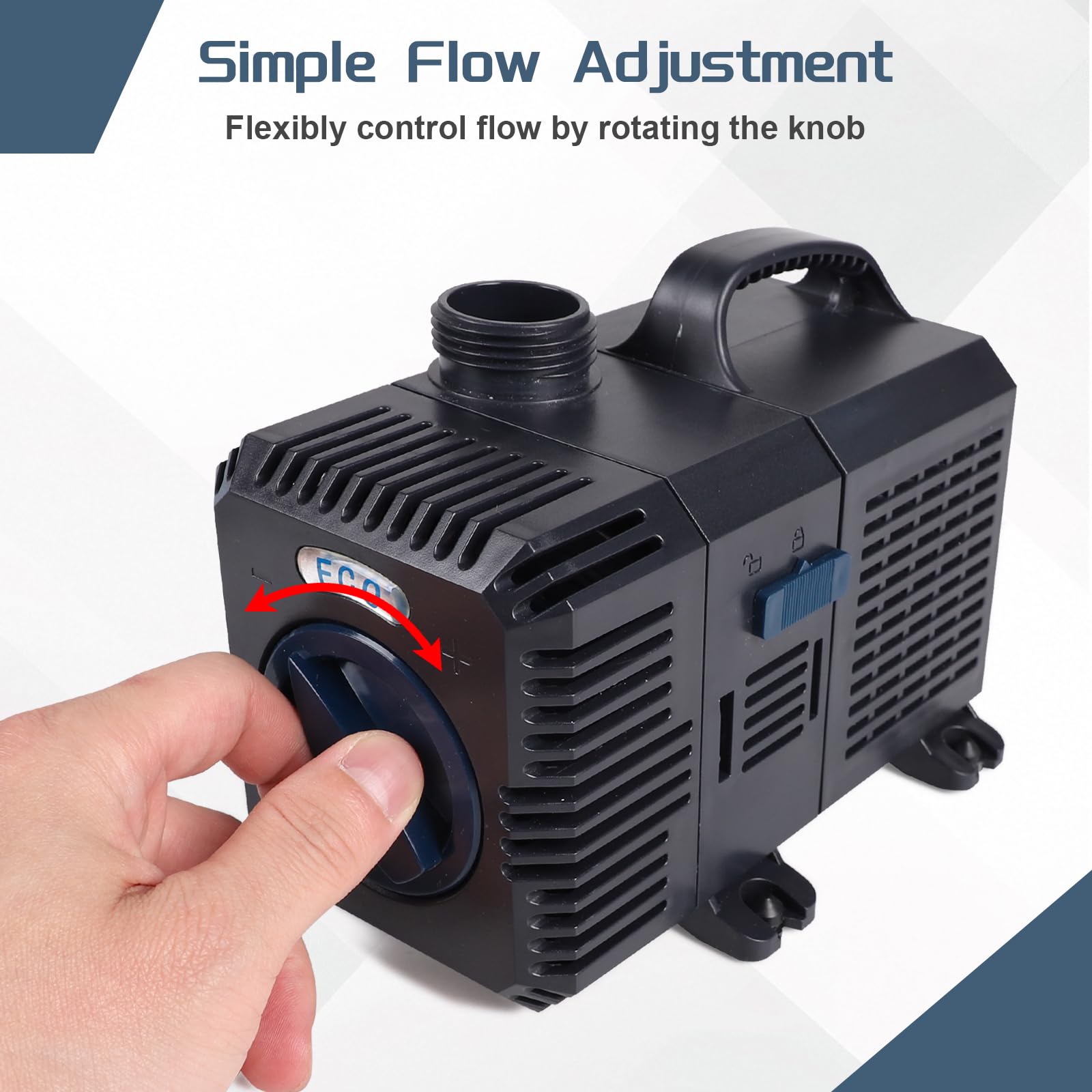CPROSP Bomba para Estanques Exteriores 7500L/H - 70W, Altura de Elevación 8,5 m, Bomba de Agua con Cable de 5m, Caudal Regulable, para Filtro de Estanque de Jardín, Arroyo, Cascada