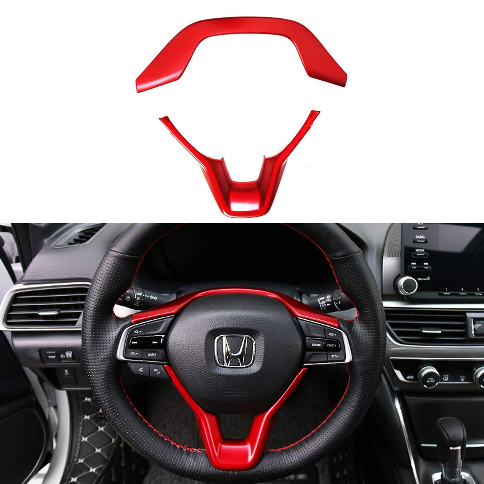 Ramecar for Honda Accord 10th 2018 2019 2020 Steering Wheel Cover Trim Red 2pcs