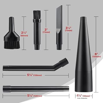 Shop-Vac Micro Cleaning Nozzle Kit, 1-1/4 Detailed-Cleaning Attachments for Compact Wet Dry Shop Vacuum, Storage Bag Included, 6 Pieces