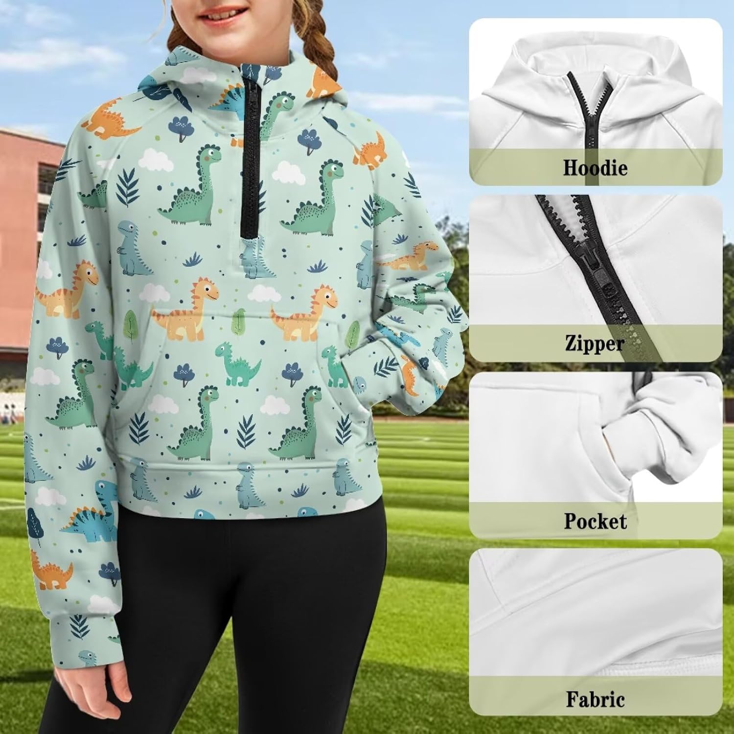 Girls Zipper Hoodie Climbing Long Sleeve Half Zip Sweatshirt Lightweight Cozy Crop Sweatshirt Casual Fall Tops