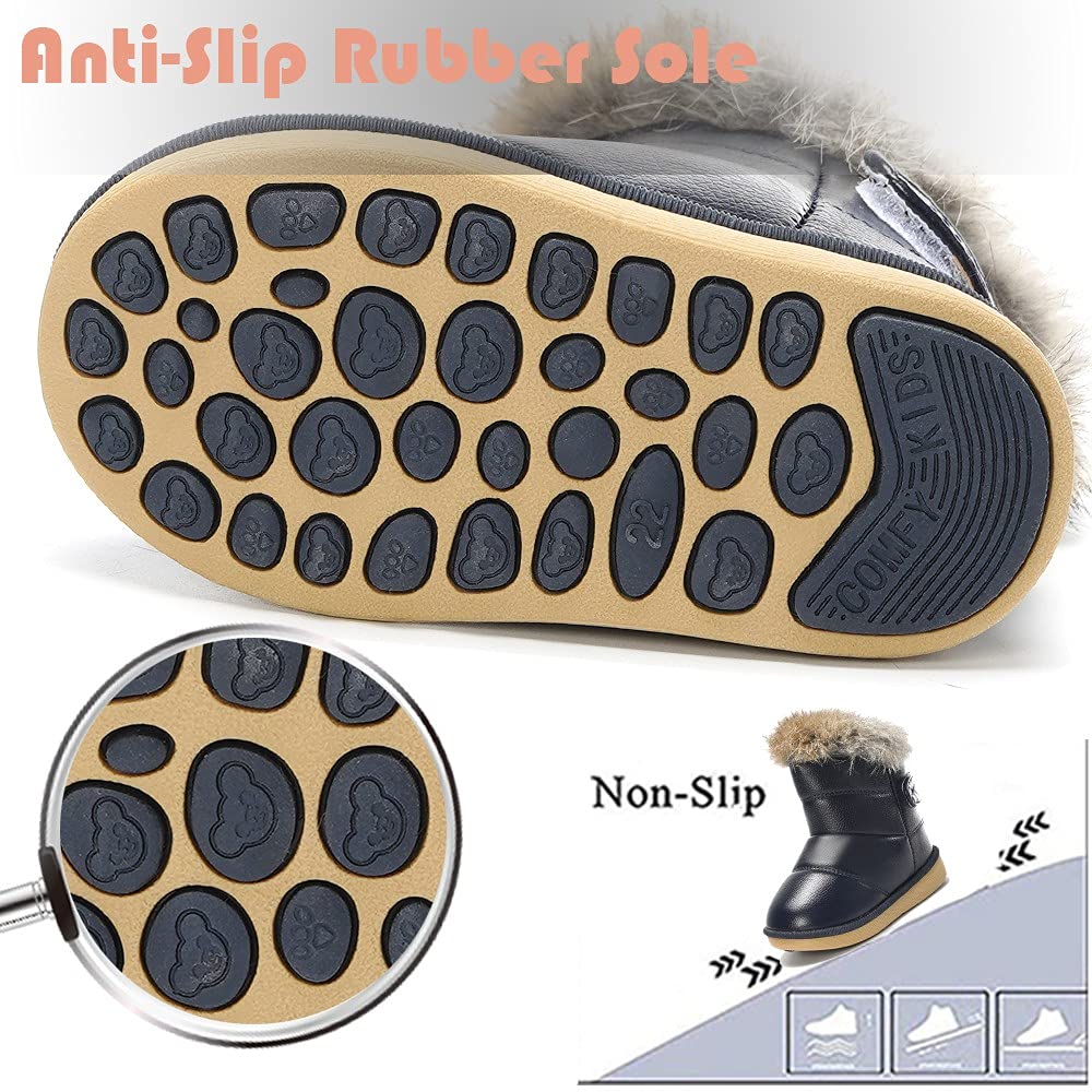 Gaatpot Stivali per Bambine e Ragazze Stivaletti da Neve Scarpe con Invernali Stivale con Imbottitura Calda Impermeabili PU Unisex – Bambini
