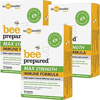 Unbeelievable Health Bee Prepared Max Strength Immune System Formula - Created by Nutritional Experts - Contains Bee Propolis, Elderberry and More – Immunity Support Supplement