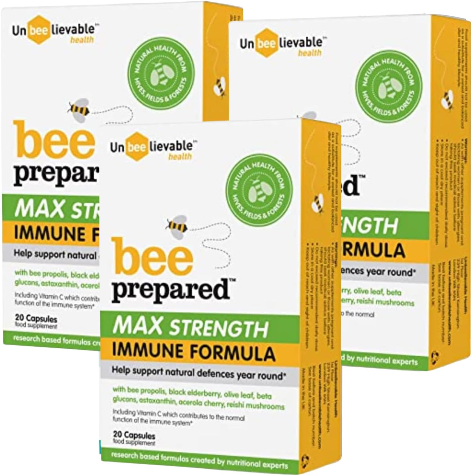 Unbeelievable Health Bee Prepared Max Strength Immune System Formula - Created by Nutritional Experts - Contains Bee Propolis, Elderberry and More – Immunity Support Supplement