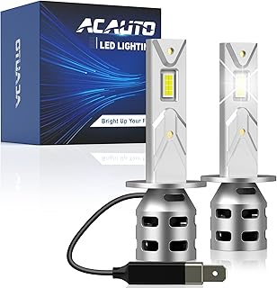 H1 LED Headlight Bulbs, 20000 Lumens 500% Brighter H1 LED Bulbs 1:1 Mini Size High and Low Beam Headlights Plug and Play LED Headlight Conversion Kit 6500K White,Canbus Ready, Pack of 2