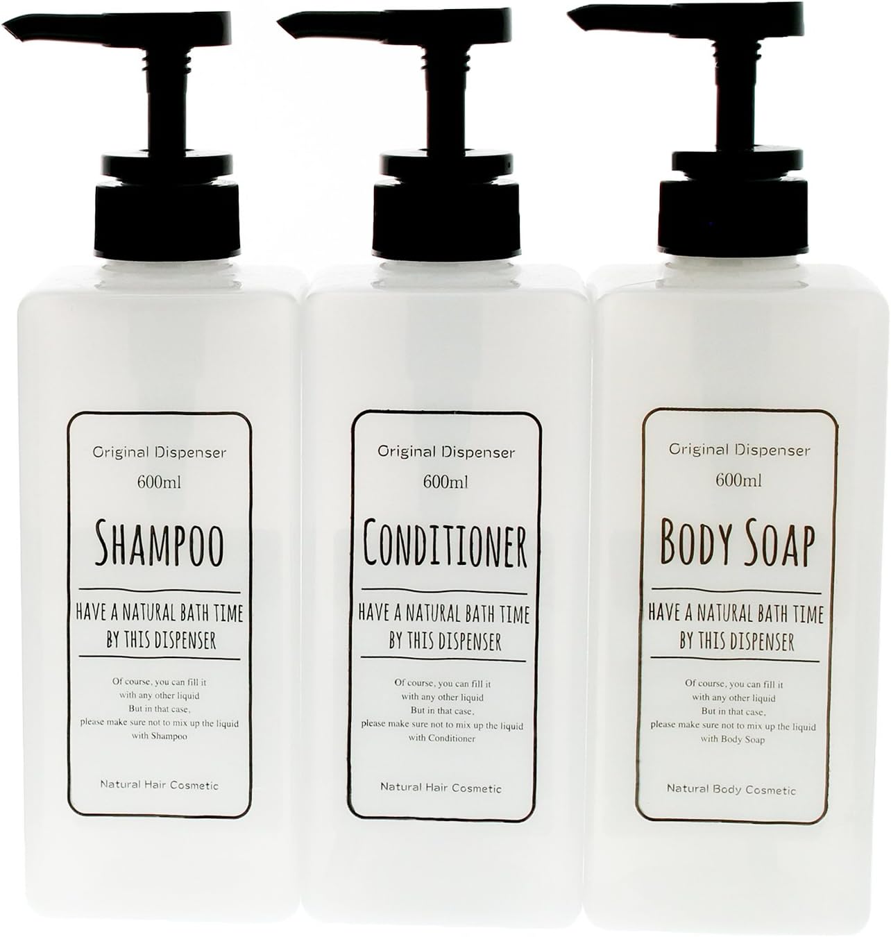 Amazon ディスペンサー ポンプボトル スクェア 3本セット ホワイト 600ml ソープ シャンプー用ディスペンサー ホーム キッチン オンライン通販
