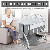 Vista 7 de Elevon Moisés de noche, 4 en 1 con modo mecedor, malla transpirable, ruedas integradas, 7 alturas ajustables, moisés portátil para bebé con colchón