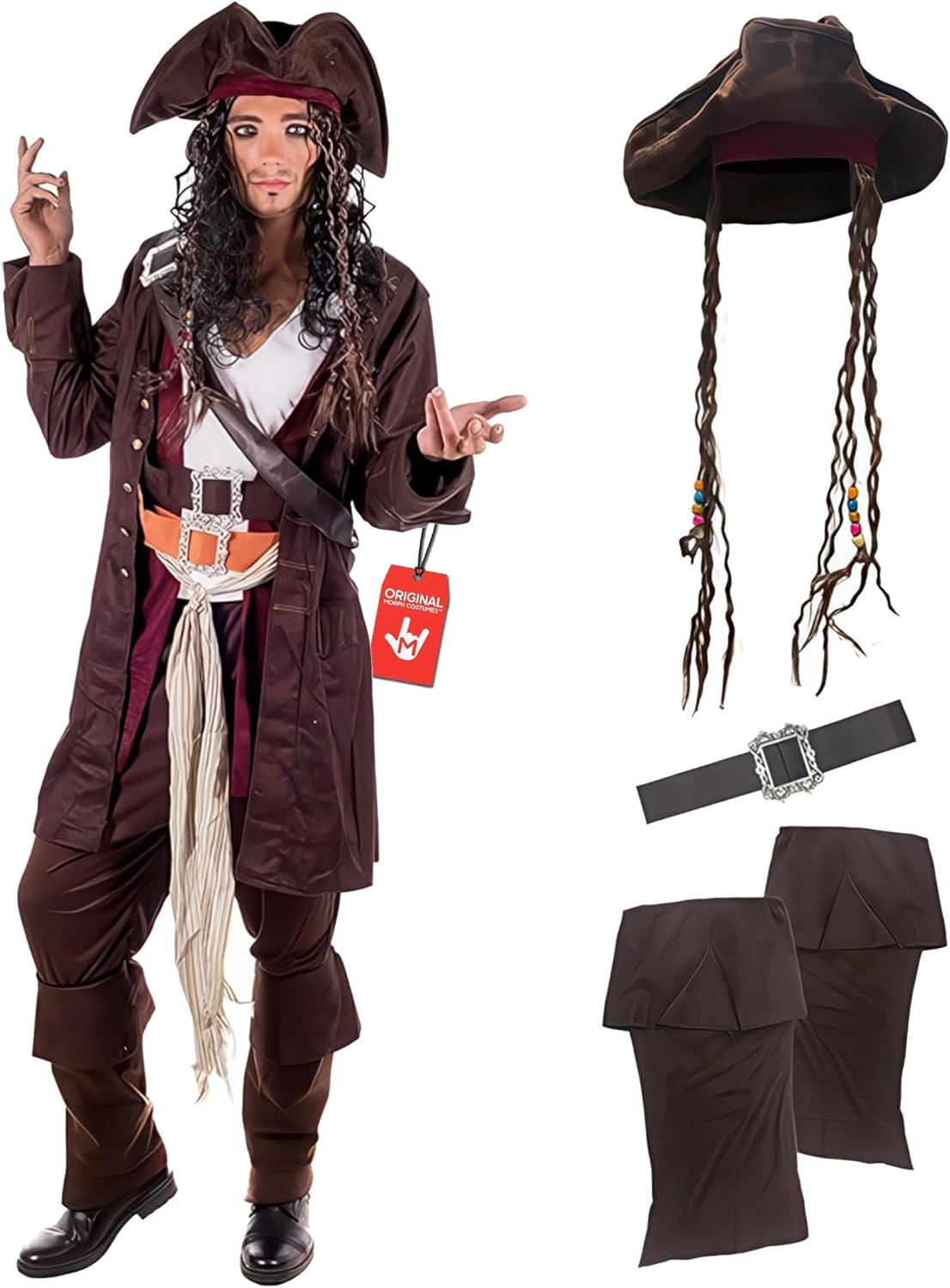 fun shack Pirate Costume Men, Mens Pirate Costume, Halloween Costumes for Men, Halloween Costumes Adult