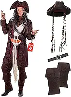 fun shack Fantasia de pirata masculina, fantasia de pirata, fantasia de Halloween para homens, fantasias de Halloween para adultos, Marrom, GG