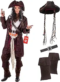 fun shack Fantasia de pirata masculina, fantasia de pirata, fantasia de Halloween para homens, fantasias de Halloween para adultos, Marrom, GG