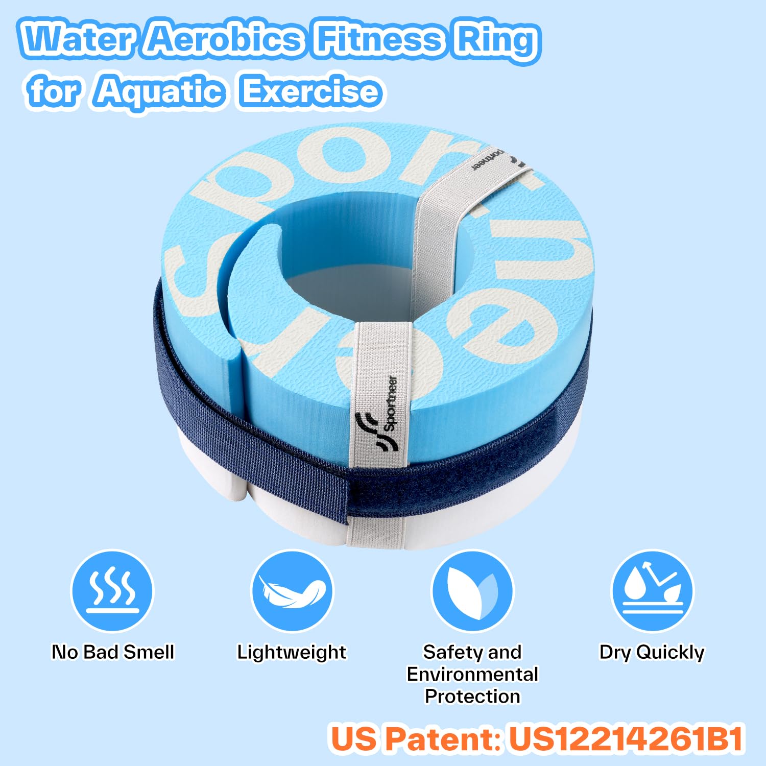 Sportneer Manchettes aquatiques en mousse – Équipement d'aérobic EVA haute densité, poids d'eau pour chevilles et bras avec boucle amovible pour Aqua Fitness, exercices en piscine et jogging aquatique