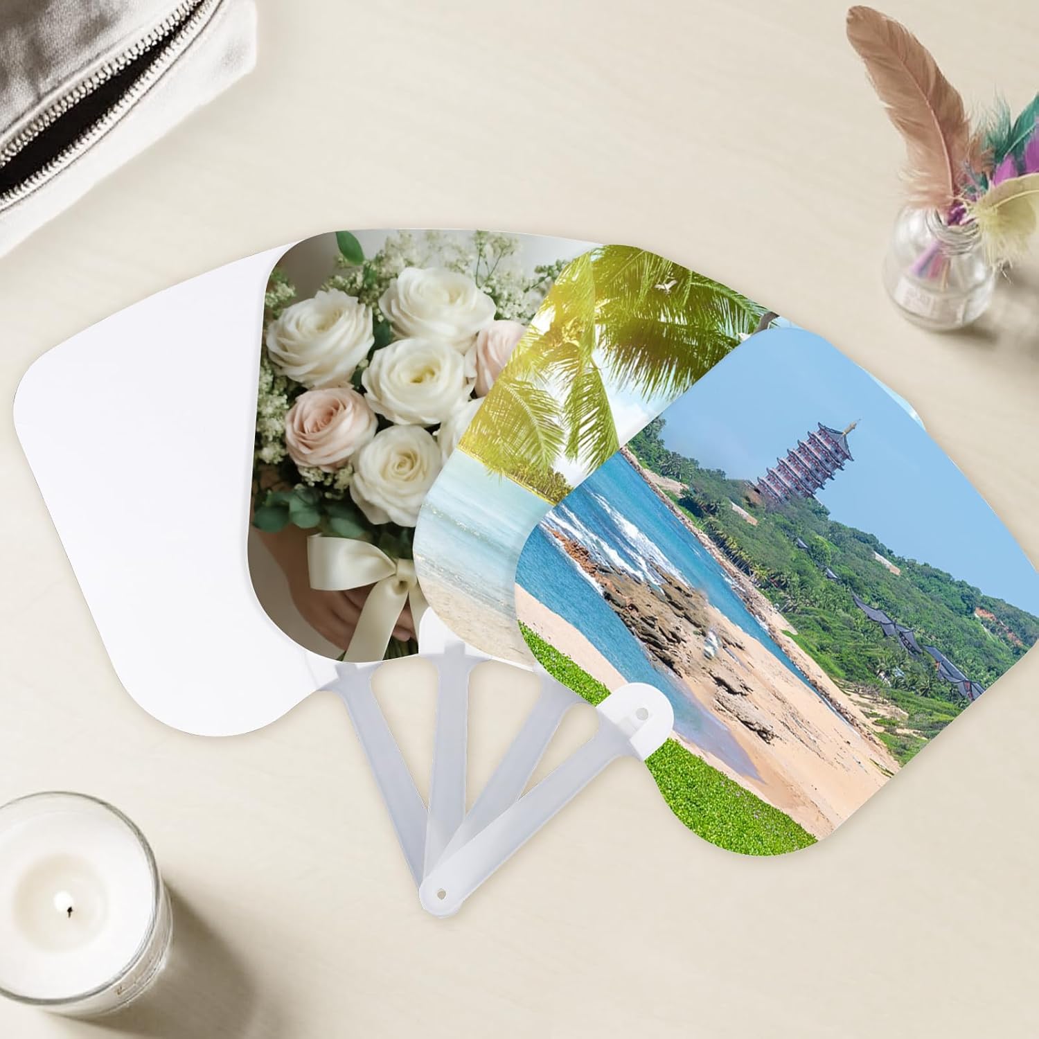 40 Pcs Church Fans Sublimation Fans Blank Double-Sided Handheld Fans Set, Sublimation Paddle Fan Blanks，DIY Hand Fans for Church Parties and Wedding Fans for Guests (40 pcs Sublimation Fans)