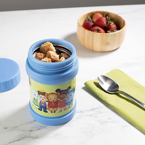 Miniatura 4 de Daniel Tiger's Neighborhood - Tarro de alimentos de acero inoxidable de 13 onzas para niños, color azul, aislamiento de doble pared, termo a prueba