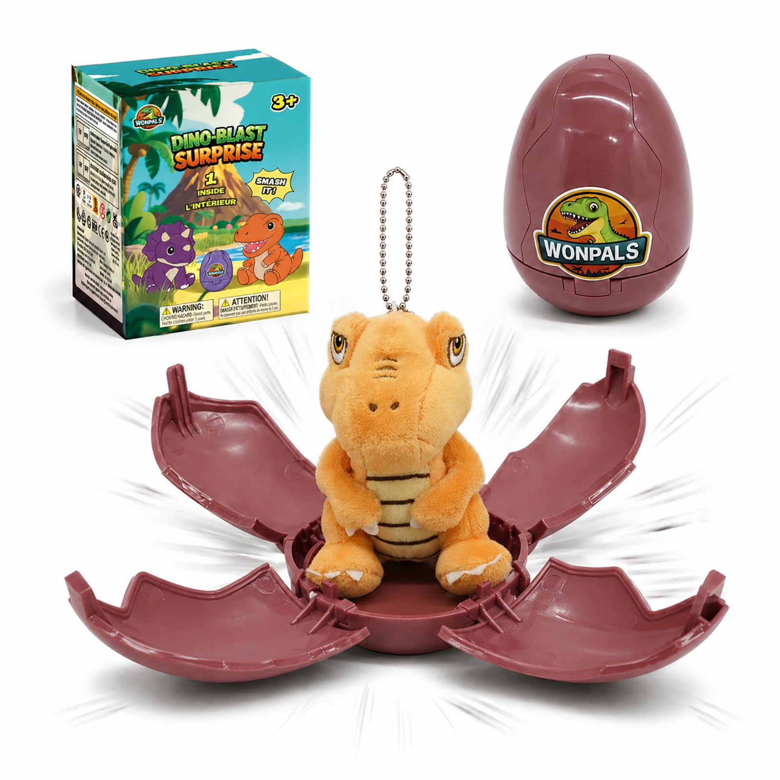 YH YUHUNG Wonpals Dino-Blast Surprise Huevo, dinosaurio de peluche, caja ciega misteriosa, 8 tipos, juguete coleccionable para niños (6)