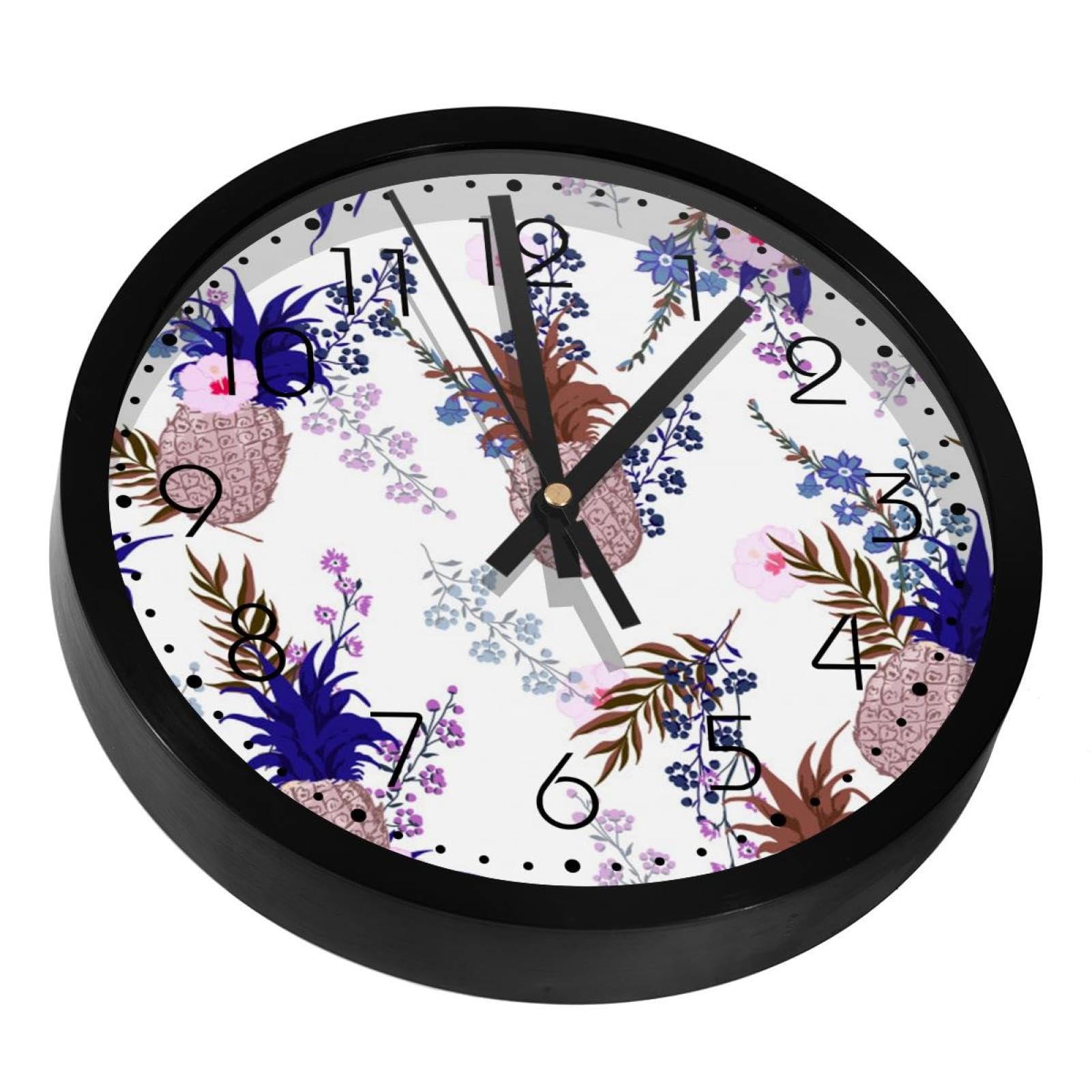 Horloge murale silencieuse fleurs et ananas, l'accessoire tendance de votre interieur