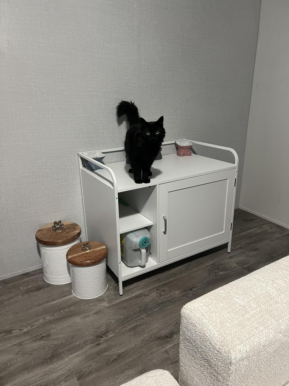 WISHIVE Hidden Cat Litter Box Enclosure with Door, Wooden Pet Washroom, Indoor Cat