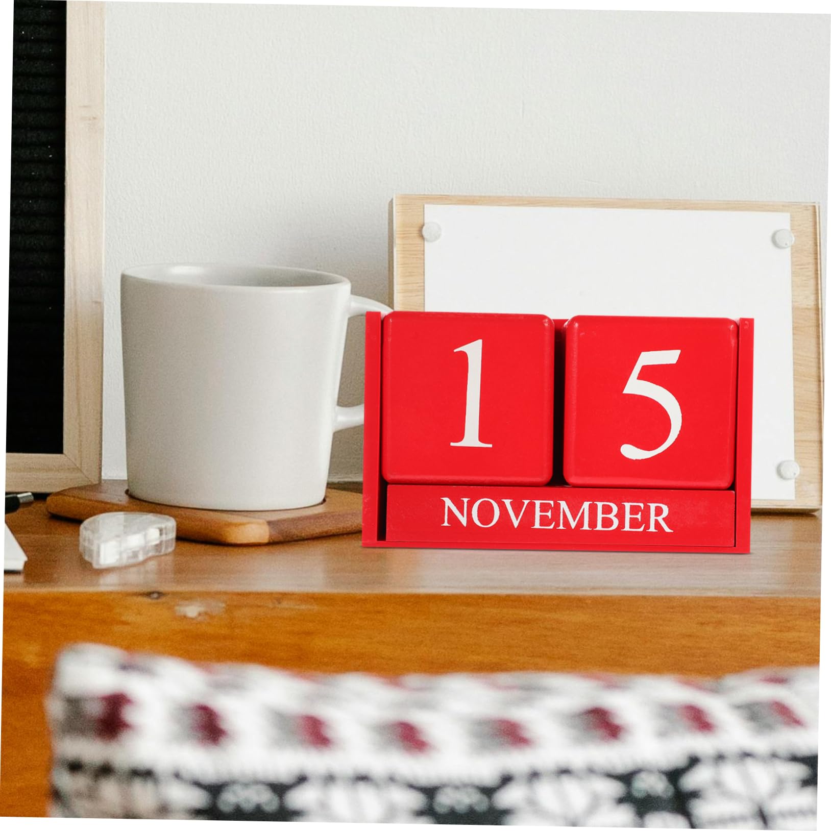 SEWACC 2 Calendarios Perpetuos De Madera Decoración De Oficina Calendario De Escritorio Calendario De Bloque Para Escritorio Decoración Del Hogar Decorar Calendario De Mesa Decorativo