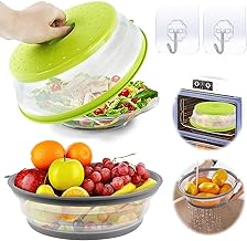 Microwave Cover Foldable 2 Pieces Cover for Microwave Lid 26.5 cm for Fruit Vegetables / Microwave with 2 Self-Adhesive Hooks