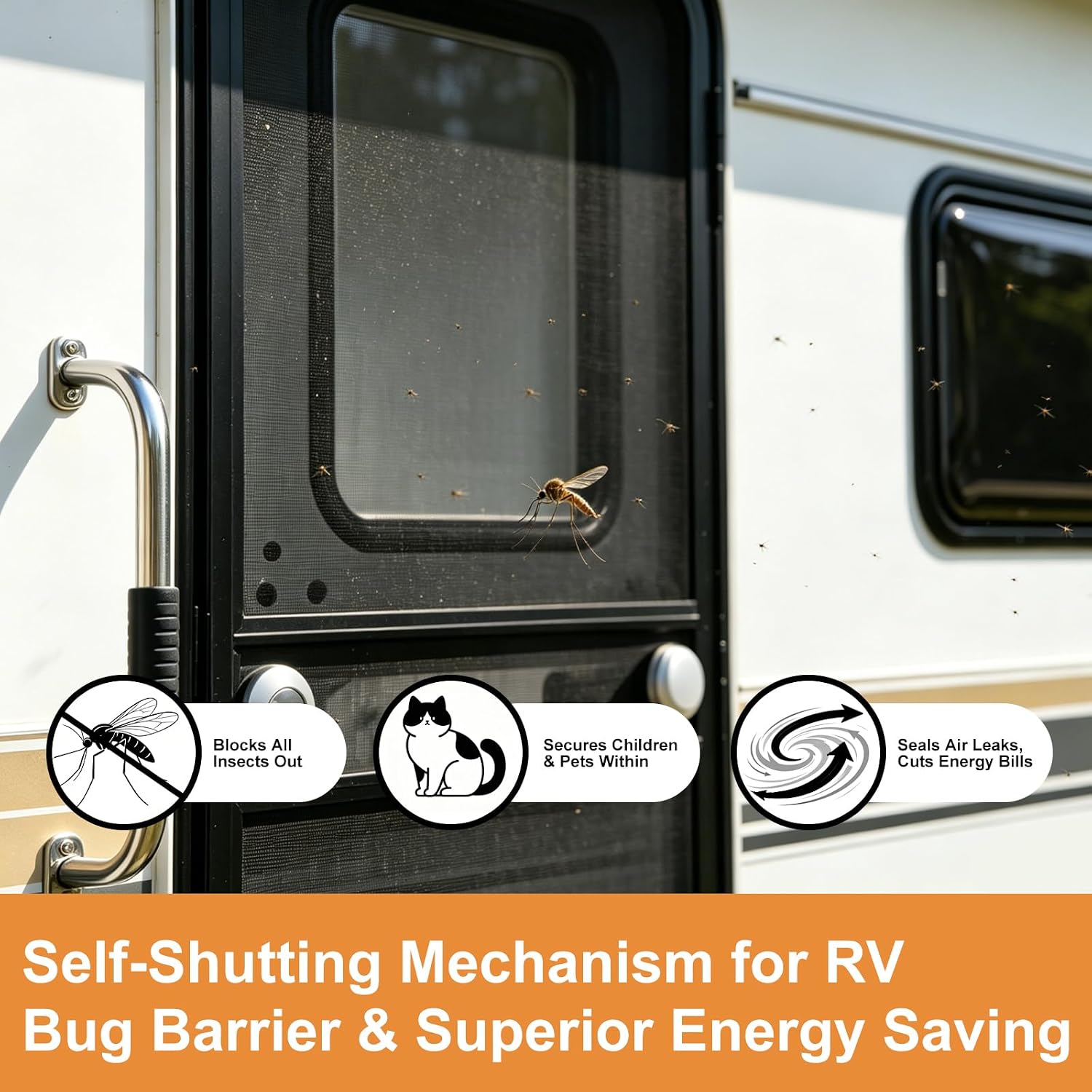 RV Screen Door Closer with Adjustable Tension, Aluminum Automatic Closing Device Kit Built-in Spring, Complete Mount Accessories Fits Most Camper Travel Trailer Screen Door Latches & Handles. image 5