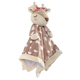 Minky Animal Snuggler Lovey Blanket for Kids, Babies, Boys, Girls, Gender Neutral Security Blanket with Stuffed Animal (Freckled Fawn)