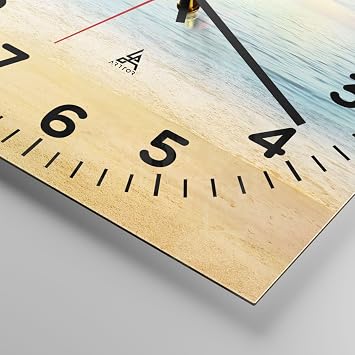 ARTTOR Modern Glass Clock 30 x 30 cm Square Wall Clock Maritime Nature 5195