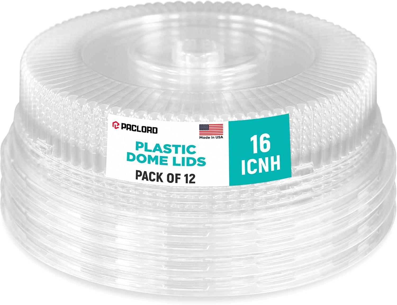 USA-Made Plastic Dome Lids for 12" Diameter Round Aluminum Plates