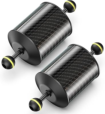 Seafrogs 2PCS D80mm/3.14' H199.99mm/7.87' Underwater Float Arm Carbon Fiber Floating Dual Ball Lightweight Buoyancy Arm for Diving Tray Video Light/Strobe(GA-9)