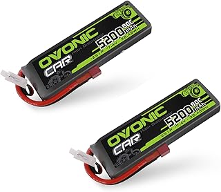 OVONIC 7.4V 2S Lipo Battery 5200mAh 80C Hard Case Battery Deans T Plug with Housing for 1/8 1/10 RC Vehicles Car Slash RC Buggy Truggy RC Airplane UAV Drone FPV(2 Pack)