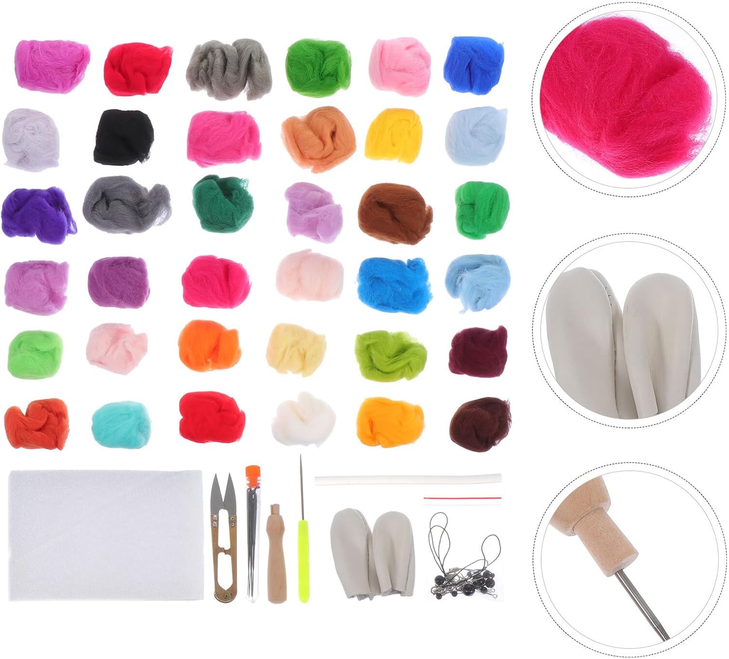 TIDTALEO 1 Box Color Wool Felting Kit with Felting Needles and Stitching Tools Complete DIY Felt Making Supplies in Transparent PE Box for Handmade Craft Projects and Wool and More