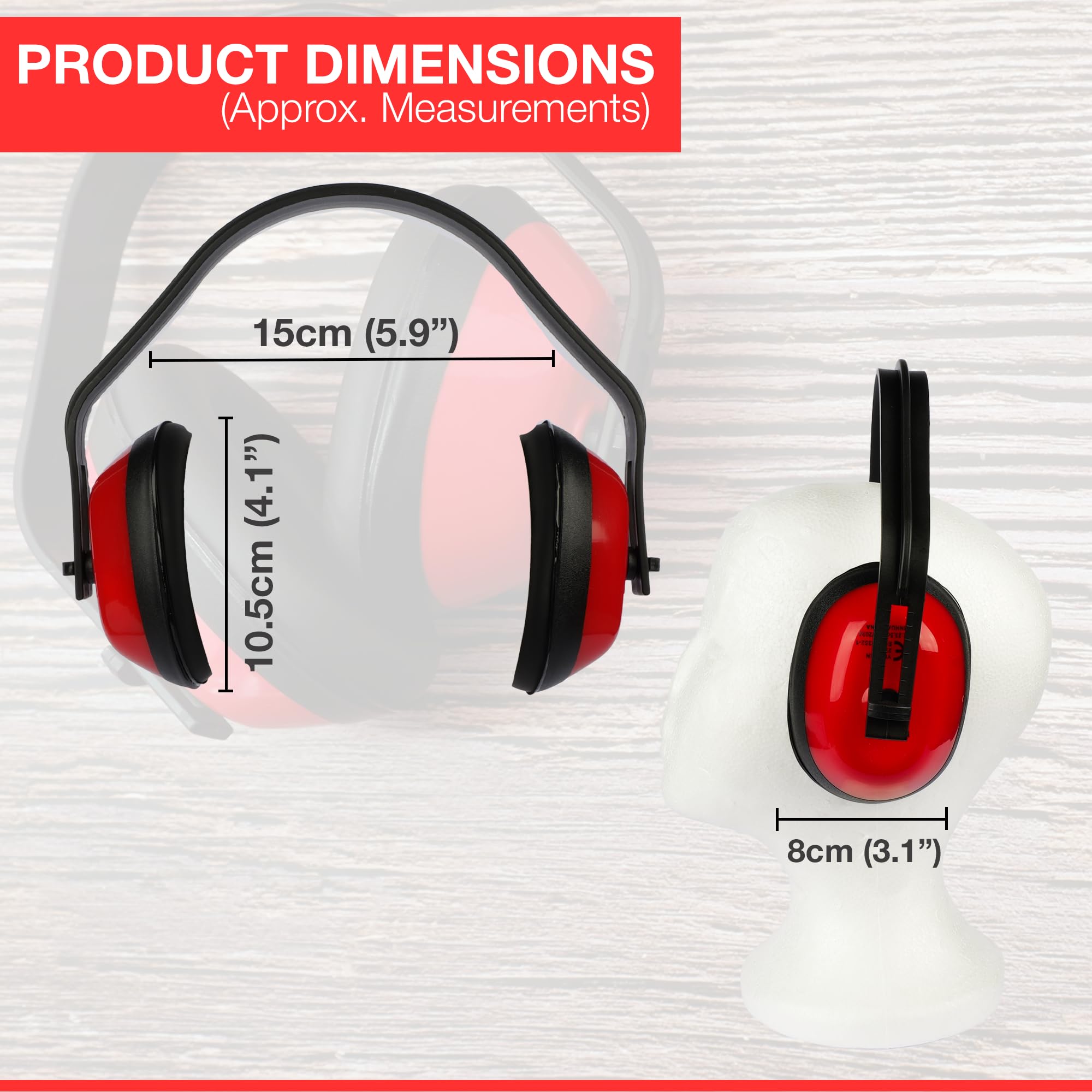 Ear Protectors, Adjustable Safety Tested Ear Cups, SNR 23.5dB Protection, Health & Safety Hearing Equipment - Image 2