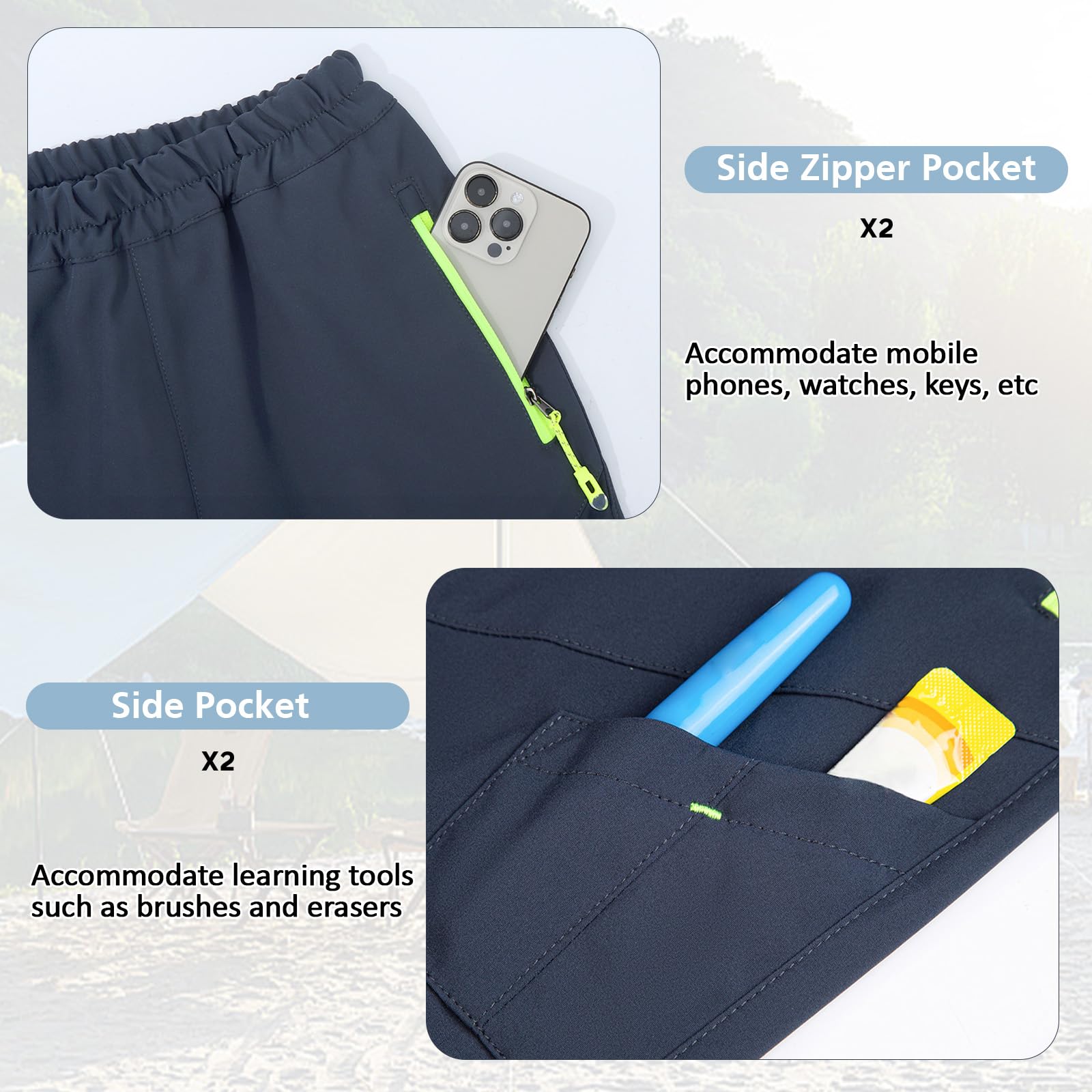 BWBIKE Pantalon d’Extérieur à Séchage Rapide pour Garçon - Pantalon léger de Randonnée et de Camping pour Enfants avec Poches Zippées, Jogging de Sport pour Jeunes pour Le Trekking et l’Aventure