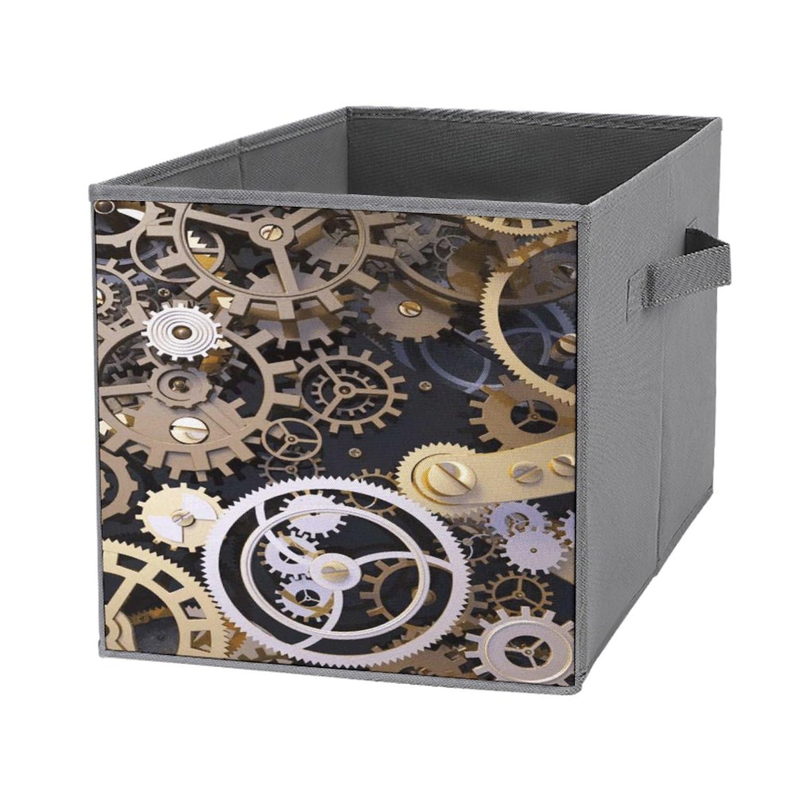 Boîtes de rangement pliables steampunk : lot de 6 cubes empilables avec engrenages mécaniques