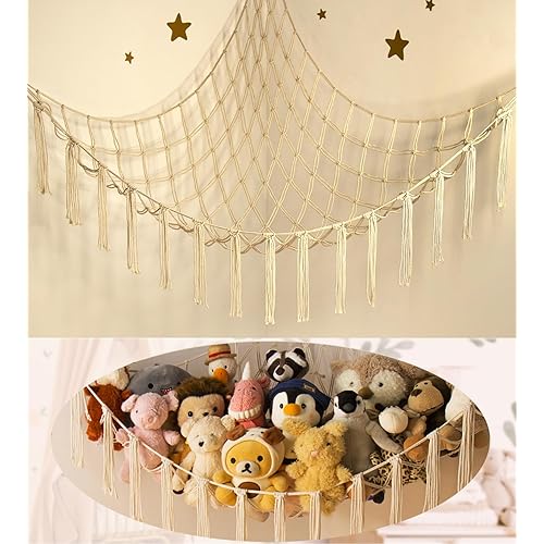 Stuffed Animal Storage Hammock Net - Toy Hammock Net for Stuffed Animals Corner - Hanging Stuff Animal Organizer Holder Large Size Baby Nursery Room Decor