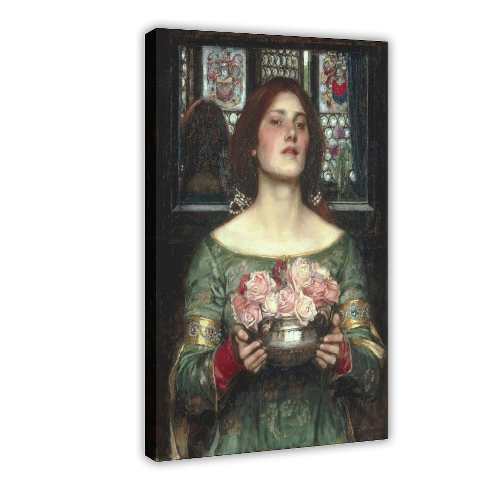 WCYB Gather Ye Rosebuds While Ye May by John William Waterhouse Prints Posters Canvas Deco Paintings Wall Art For Office Frame 24" L X 36" W